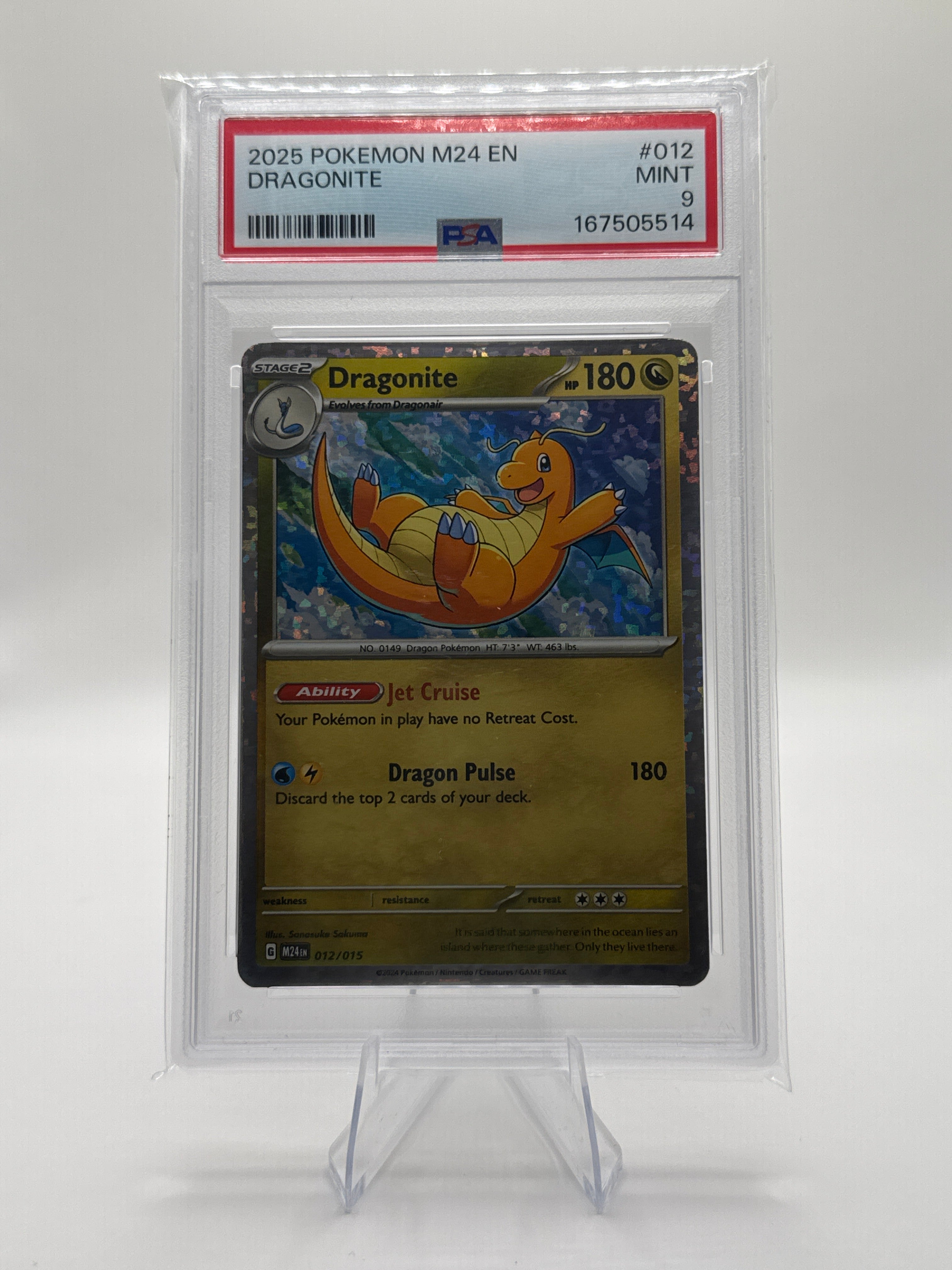 2025 McDonald’s Dragon Discovery Dragonite #012/015 Holo – PSA 9 Mint